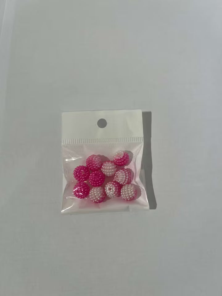 Bubbelpärlor, Rosa, Vit 10mm (10st)