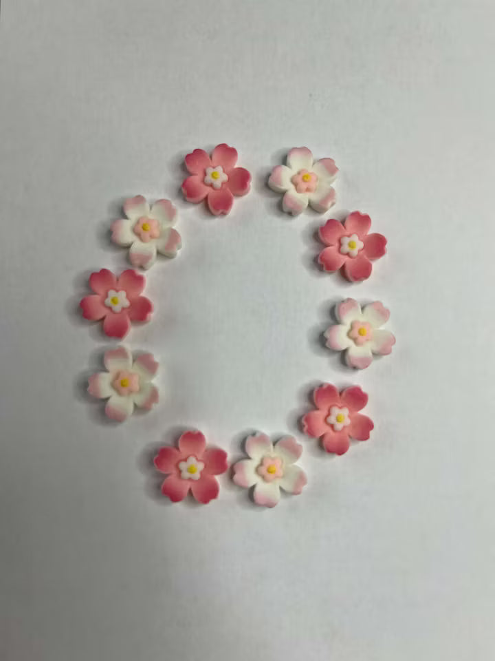 Blommor flatbacks, (15mm) (10st)