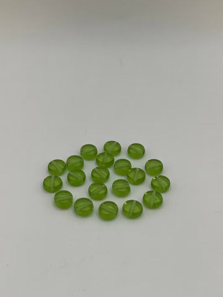 Glaspärla Lins grön 6 mm (20st)
