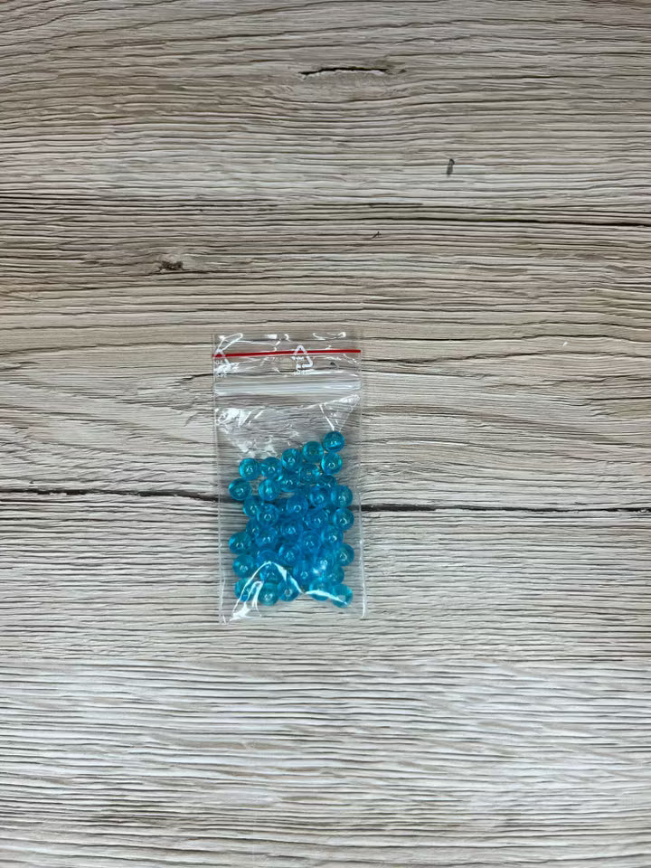 Akrylpärla transparent 6 mm, Turkos (50st)