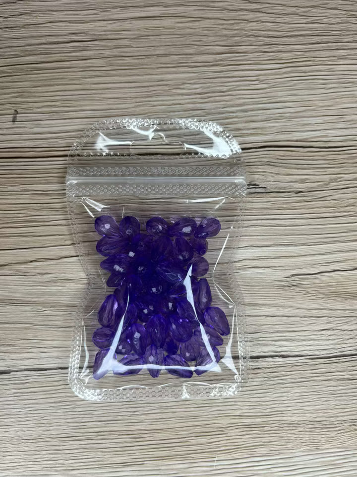 Lila slipade droppar akryl, 8mm (50st