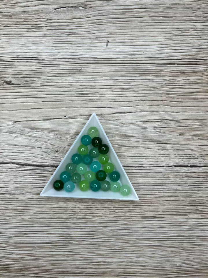 Glaspärlor grönblå mix, 8mm (50st)