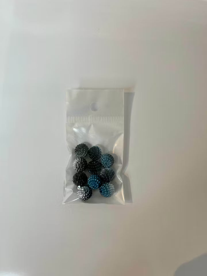 Bubbelpärlor, blå svarta 10mm (10st)