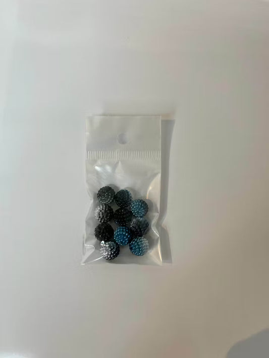 Bubbelpärlor, blå svarta 10mm (10st)