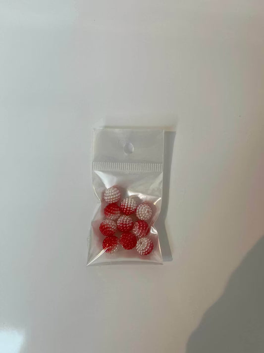 Bubbelpärlor Röd,vit, 10mm (10st)