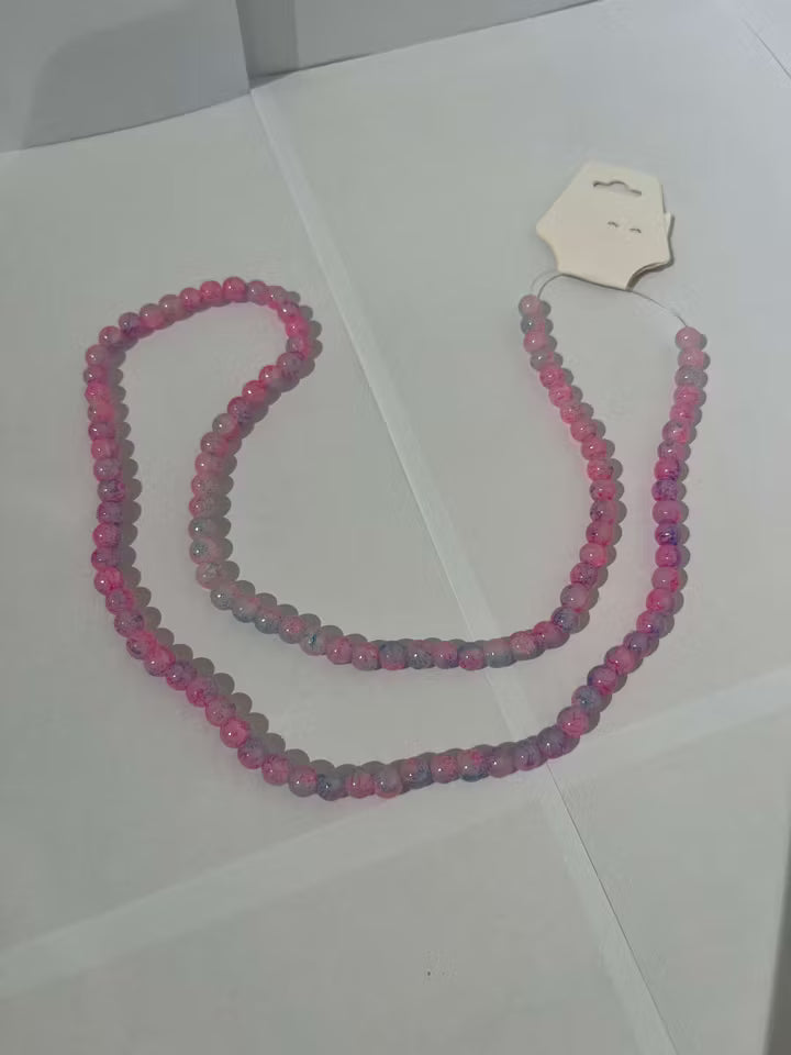 Sträng med Melerade glaspärlor i Rosa, Lila och Blå 8mm (100st)