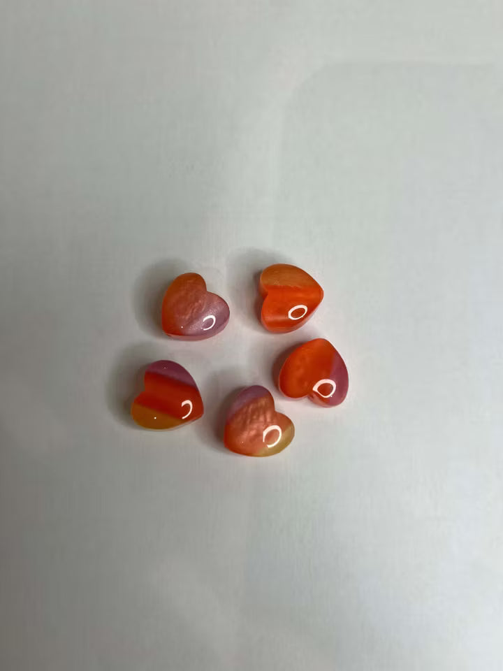Cateye-hjärta – Orang, Lila & Gul (16mm) 1st