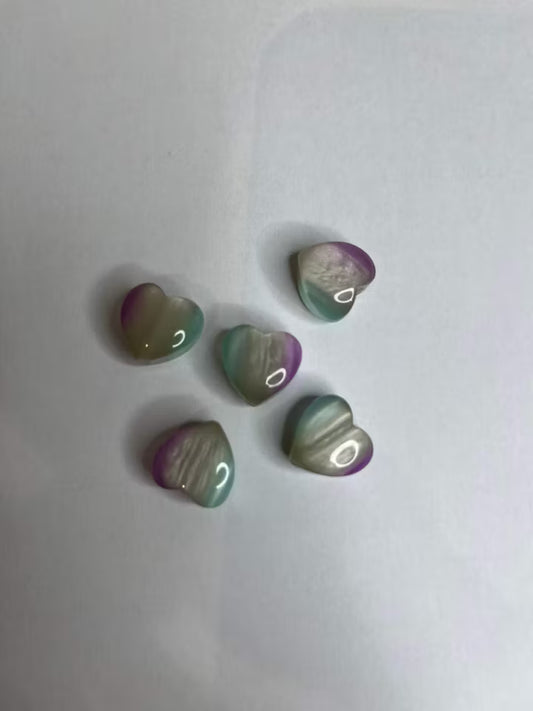 Cateye-hjärta – Grön, Lila & Silver (16mm) 1st