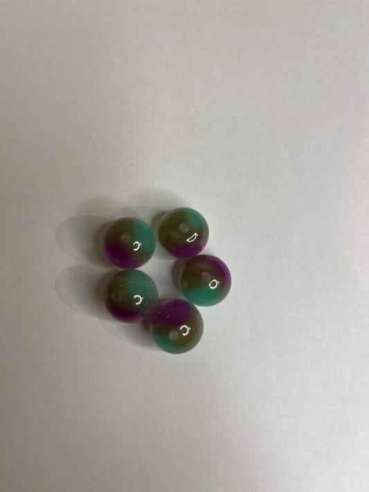 Cateye-pärla - Grön, Lila & Silver (16mm) 1st