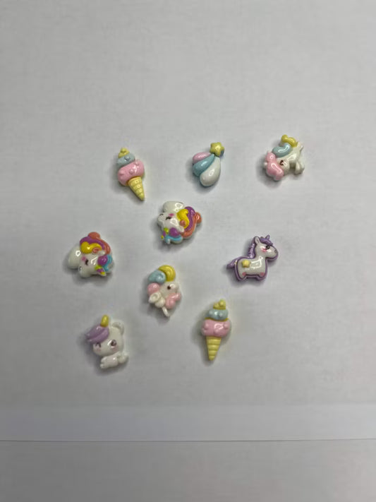 Unicorn mix flatbacks (15mm) (9st)