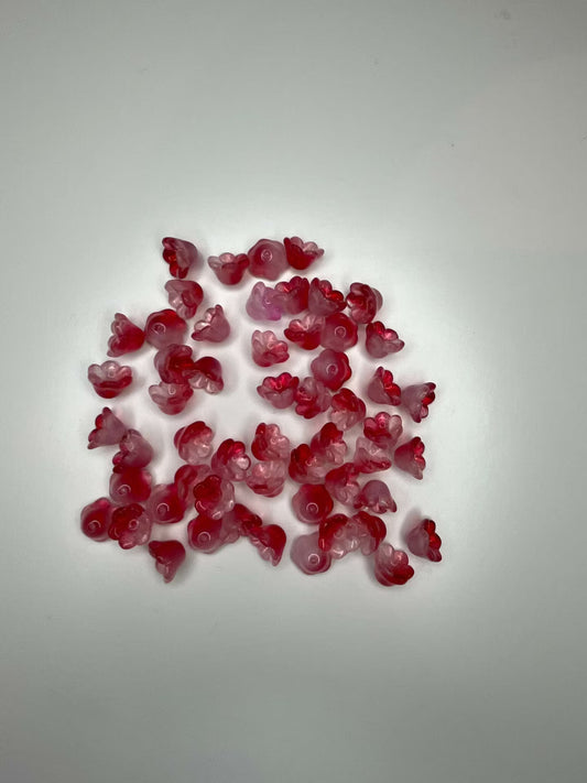 Glasblommor/Liljekonvaljer röd/vit (18st)