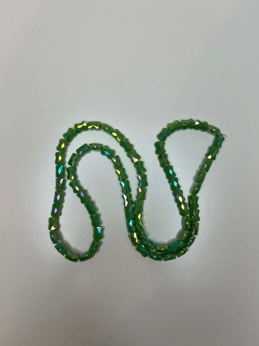 Pläterade glaspärlor Grön 8x6x4mm
