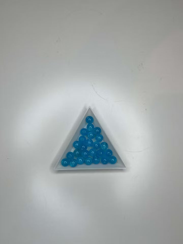 Ljusblå glittriga akrylpärlor, 8mm (25st)