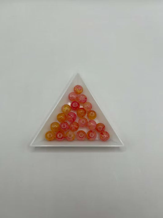 Glaspärla spraymålad 8-9 mm, Rosa/Gul (20st)