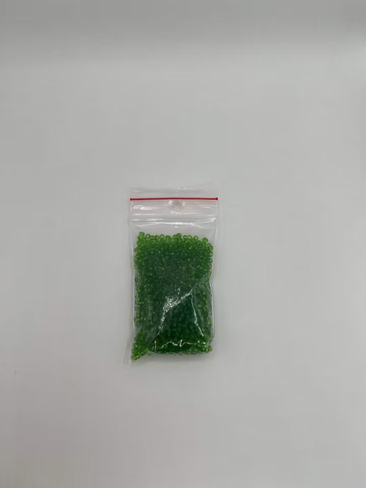 Seed Beads transparent 2,6 mm, Olivgrön (20g)