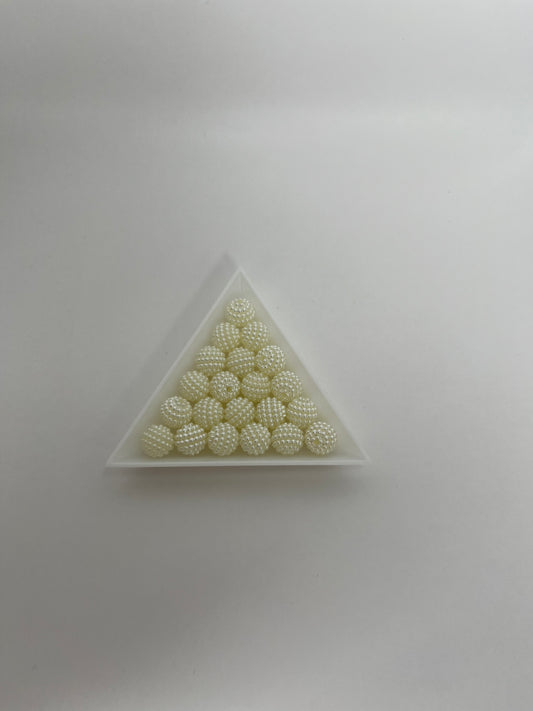 Bubbelpärla beige/vit, 10mm (50st)