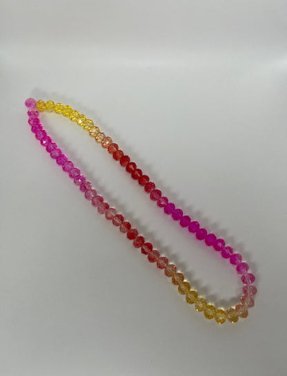 Sträng med kristallpärlor gul, röd, rosa, 8 mm (ca75st)