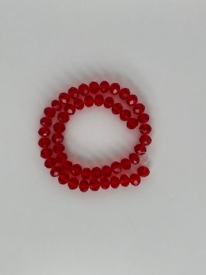 Facetterade Bicone glaspärlor röda, 8×6 mm