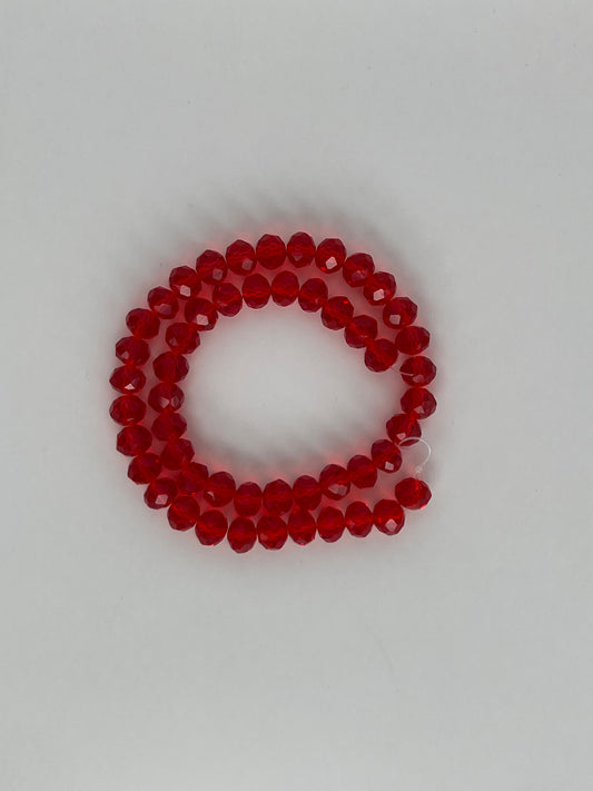 Facetterade Bicone glaspärlor röda, 8×6 mm
