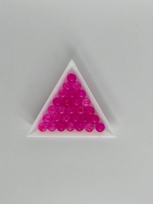 Krackelerade akrylpärlor rosenröda, 8mm (50st)