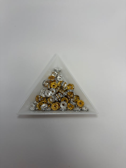 Strassrondell guld och silver, 8mm (50st)