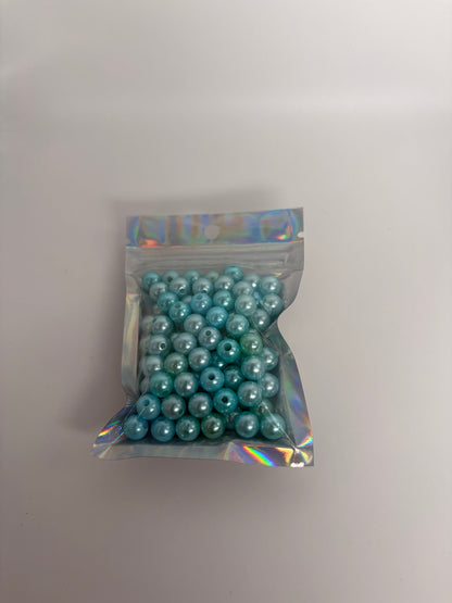 Akrylpärlor, turkosblå, 8mm (100st)